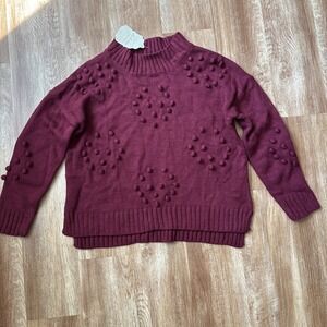 NWT Altar'd State Burgundy Bobble Pom Pom Sweater Pullover‎ Maroon Womens S